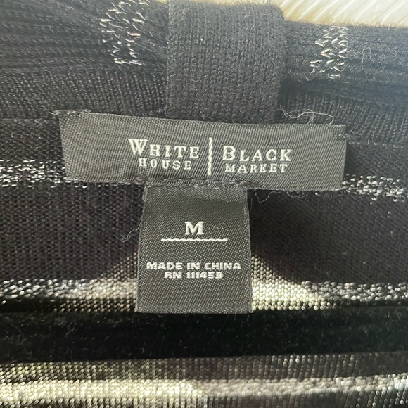 WHBM Off-the-Shoulder Black/Silver Striped Sweater - Picture 5 of 6